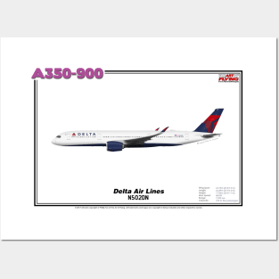 Airbus A350-900 - Delta Air Lines (Art Print) Posters and Art